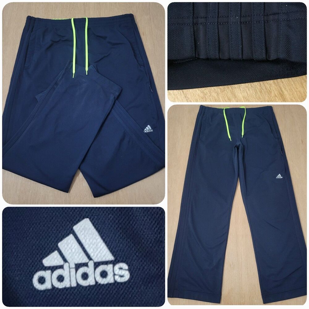 Adidas Navy Blue Performance Sweatpants Large Men's Blue Stripes Side ACTIVE